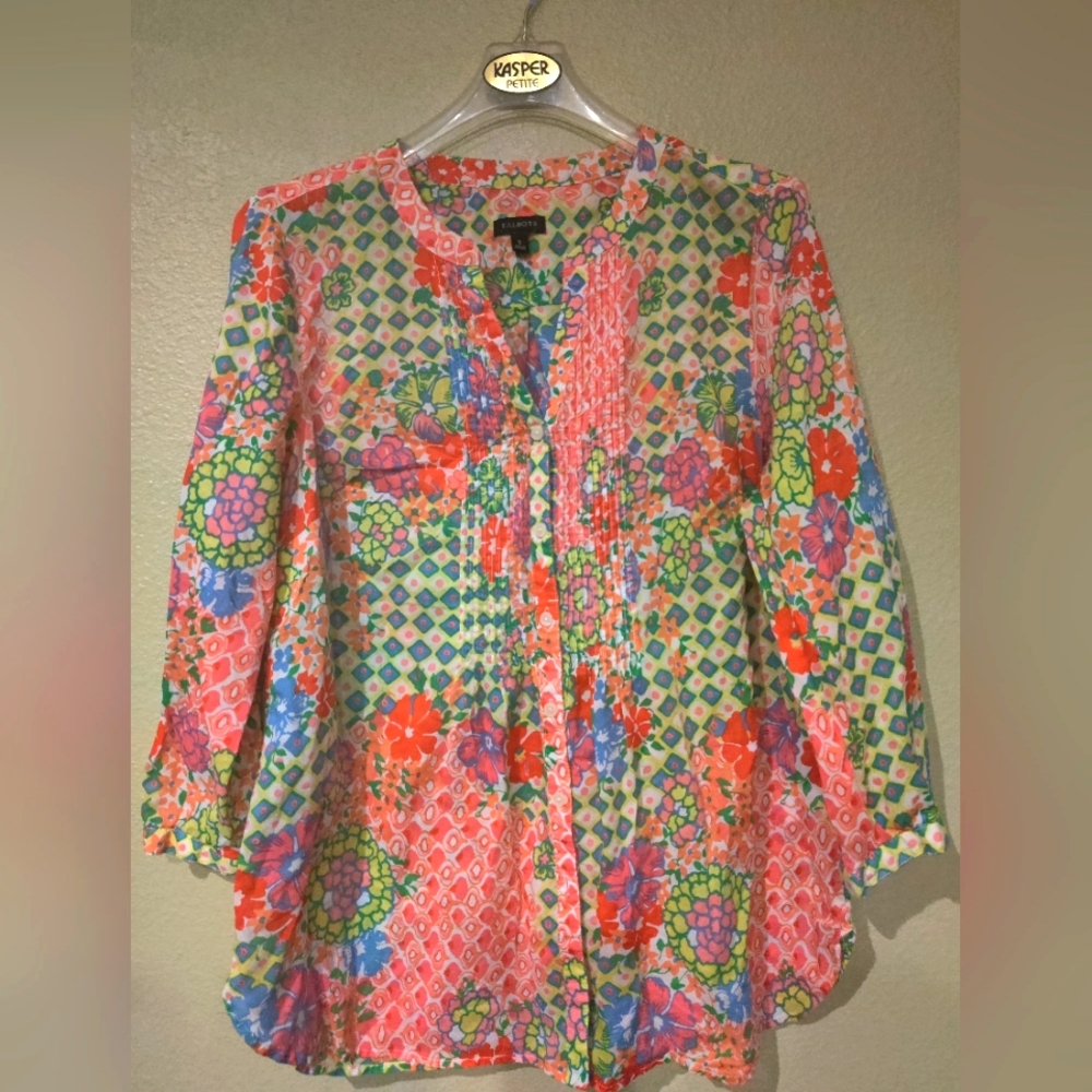 Talbot's floral Paisley peasant top